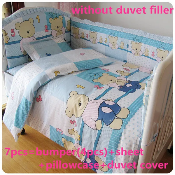 

Promotion! 6/7PCS bed around pillow sheet cot crib bedding set ,Duvet Cover,cotton baby nursery bedding ,120*60/120*70cm