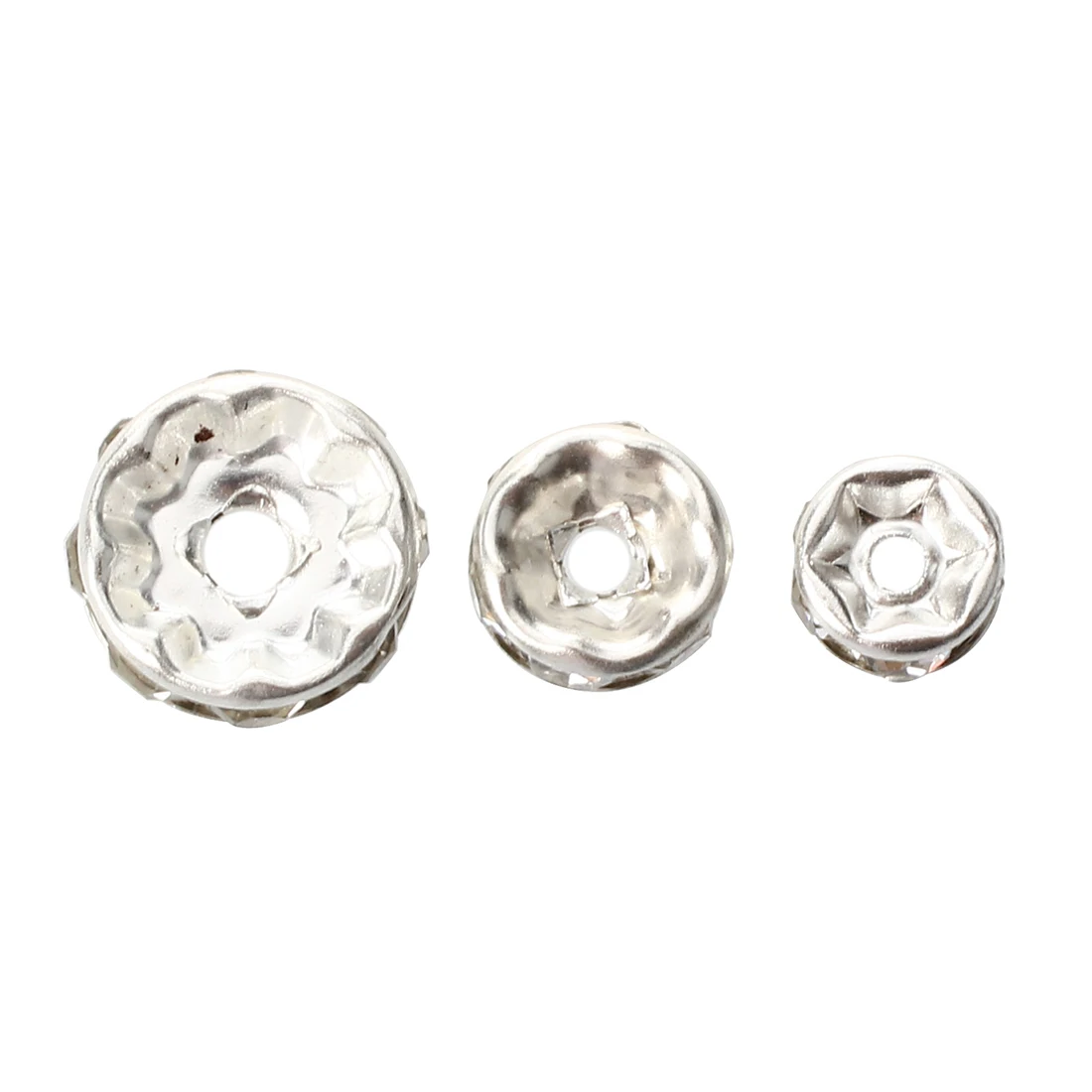

75pcs Silver bead spacer plate and rhinestone DIY Deco Necklace Jewelry 6 + 8 + 10mm