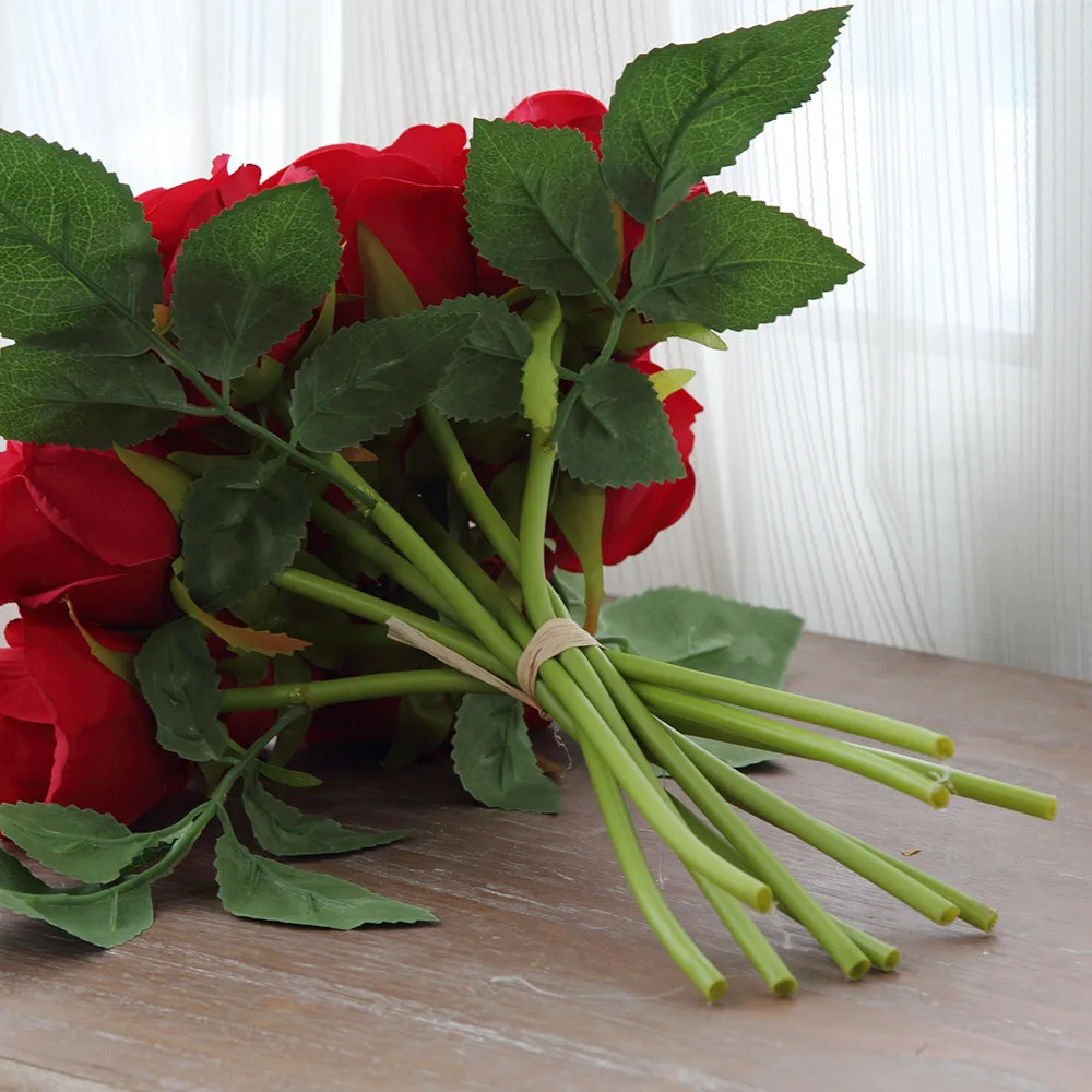 10 шт./букет, искусственные розы, настоящие на ощупь, искусственные цветы для свадьбы, свадебные, вечерние, на день Святого Валентина, Декор для дома