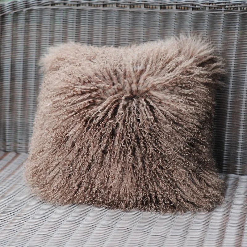 CX-D-04Y, Индивидуальный размер, монгольский овечий мех, мех, декоративная диванная подушка, наволочки~ Прямая