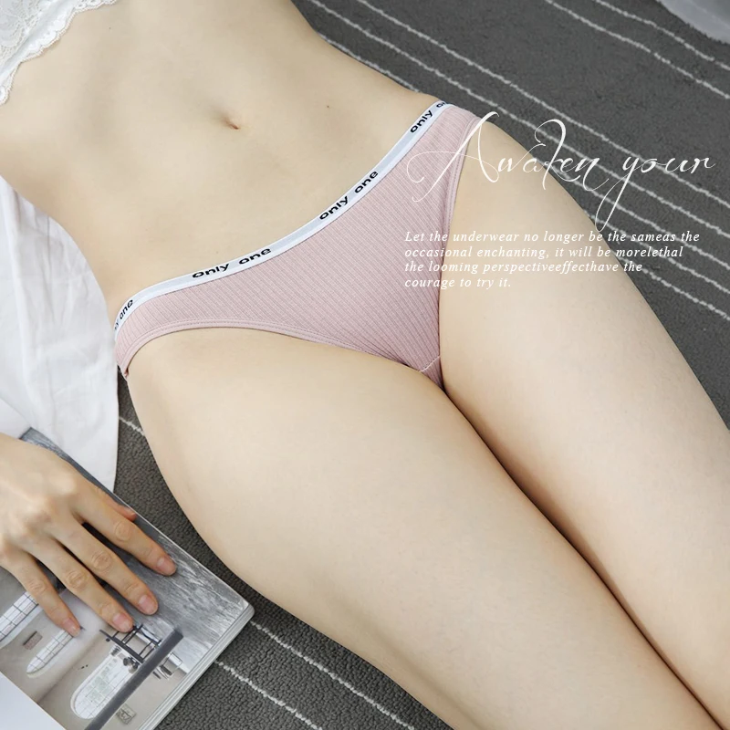 3Pcs/Lot Women's Cotton G-String Thong Panties String Underwear Women Briefs Sexy Lingerie Pants Intimate Ladies Letter Low-Rise