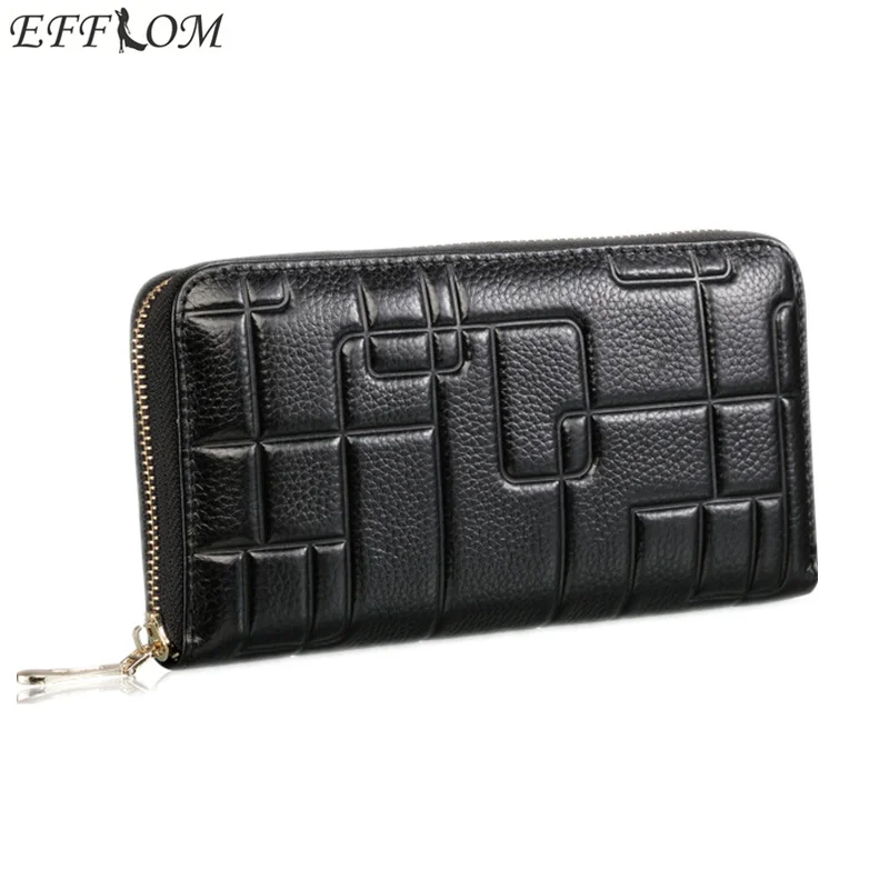 Real Genuine Leather Women Wallets Brand Design High Quality 2017 Cell Phone Card Holder Long