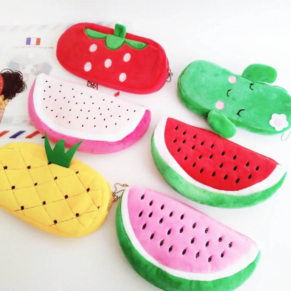 Cute Fruit Watermelon Cactus Plush Pencil Case Cosmetic Bag Pen Box for Girls Gift Stationery Pouch School Office Supplies Cute Fruit Watermelon Cactus Plush Pencil Case Cosmetic Bag Pen Box for Girls Gift Stationery Pouch School Office Supplies