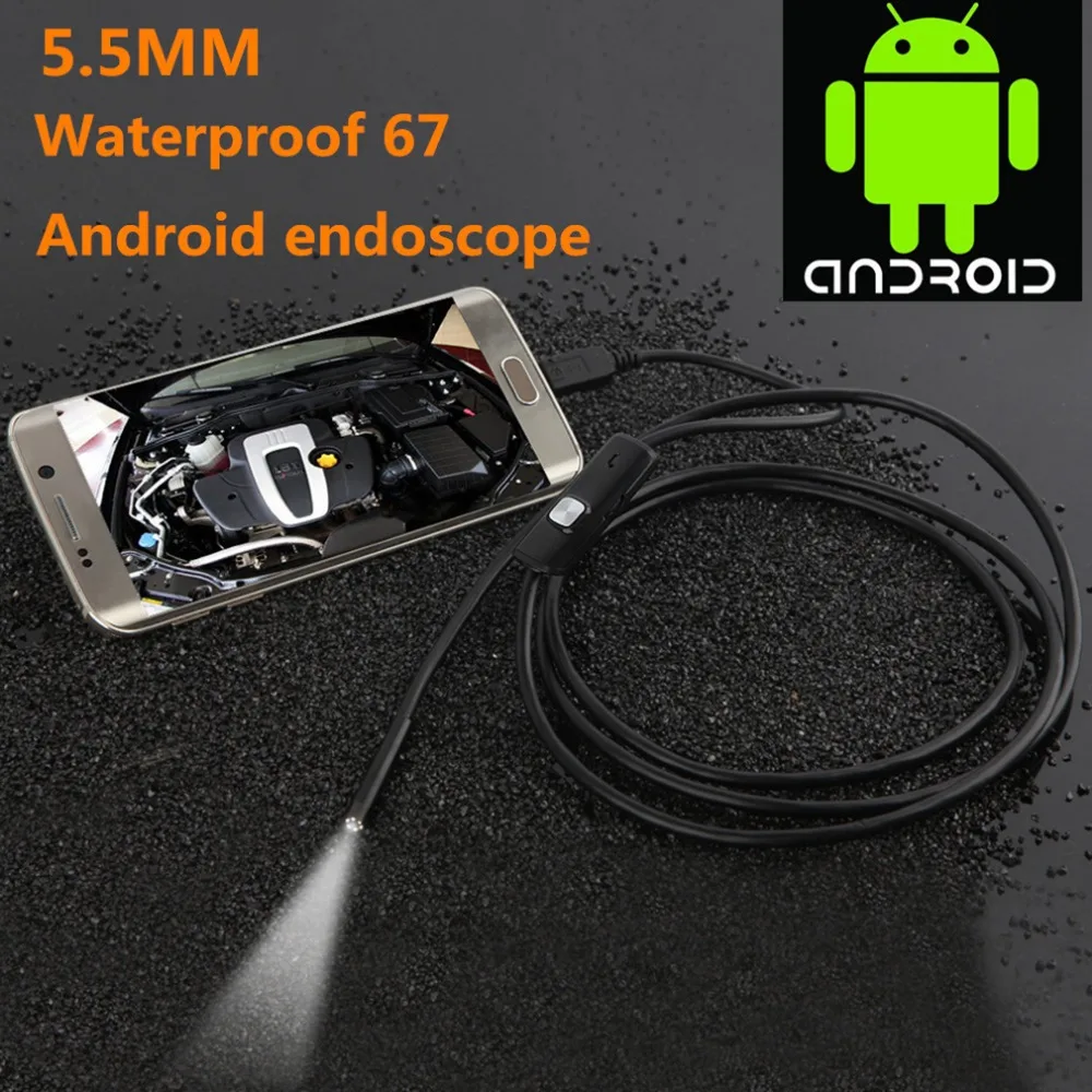 

6 LED 5.5mm 1/1.5/2/3.5/5M Lens Endoscope Waterproof Inspection Borescope for Android Focus Camera Lens USB Cable Endoscope