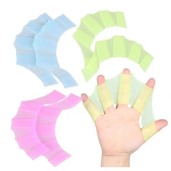 1 пара для занятий плаванием Hands webbin для мужчин и женщин детские силиконовые перчатки-плавники ED