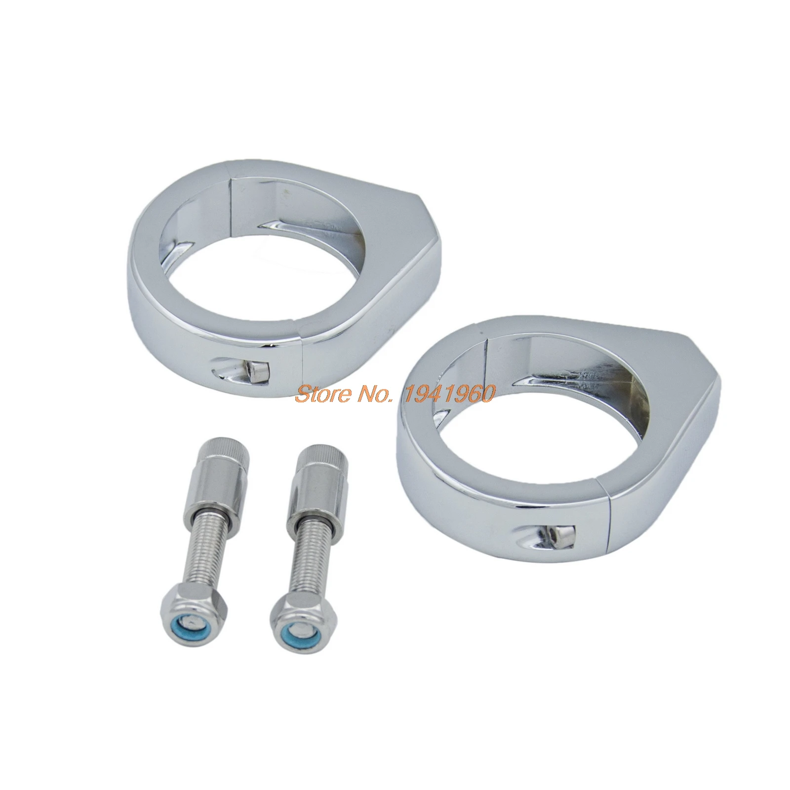 Pair 49mm Chrome Turn Signal Light Relocation Fork Clamps For Harley