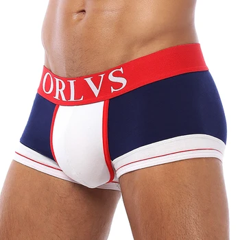 

ORLVS Brand 50PC/LOT Wholesale Men Underwear Sexy Gay Boxers Breathable Cotton Men Underpants Quick Dry Men Boxers Mesh Boxers