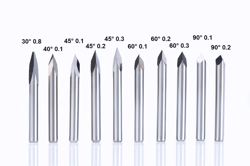 HUHAO, 10 шт./лот, 3,175 мм, 3 кромки, карбидные пипамидные биты, гравировальный станок с ЧПУ, фрезерный станок, 3-гранная резьба по камню, Деревообрабатывающие инструменты