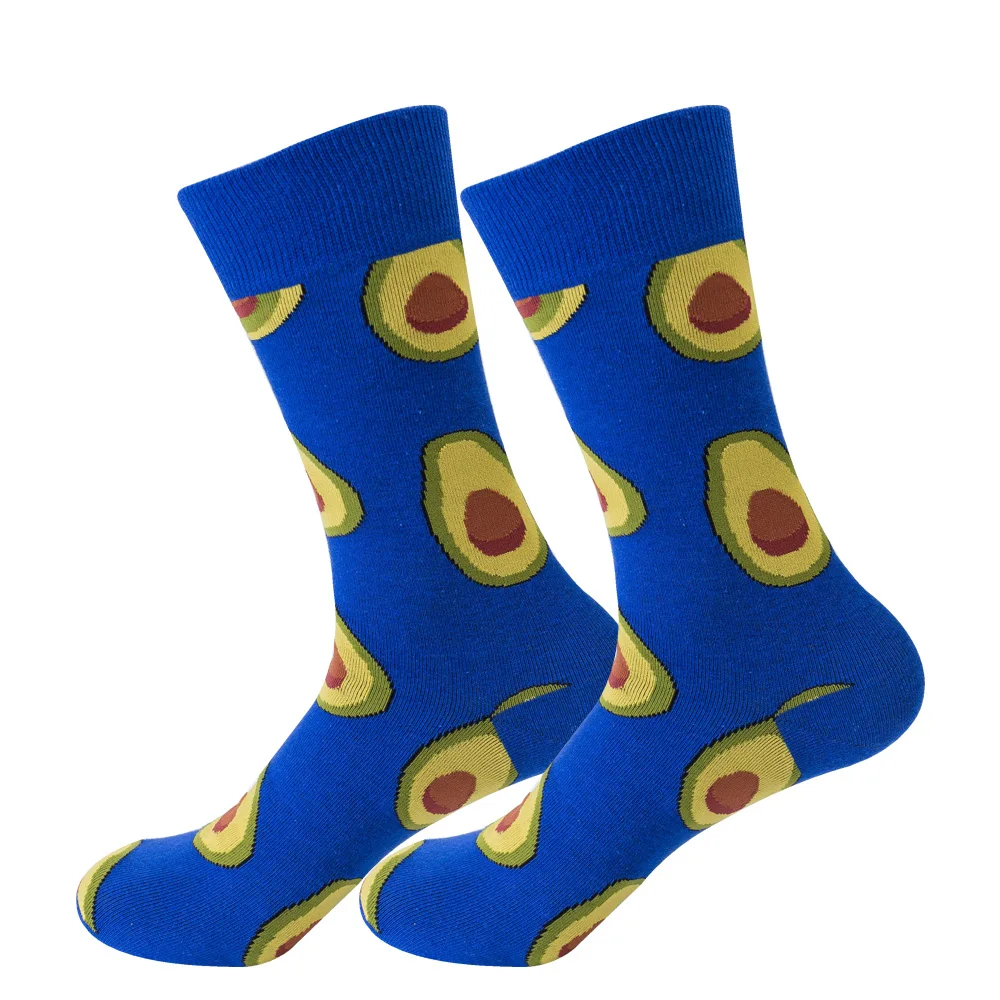 1 пара разноцветных носков из чесаного хлопка с рисунком акулы, черепа, длинные носки для счастливых мужчин, новые повседневные носки для скейтборда
