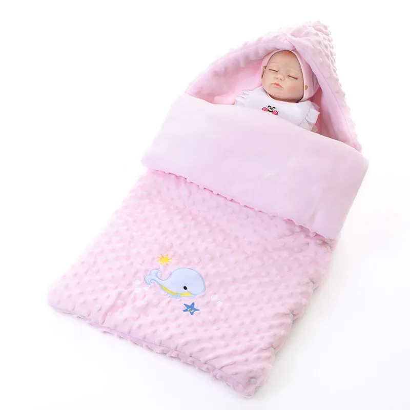 Детский спальный мешок; Флисовое одеяло для пеленания; зимние теплые спальные мешки; конверты для новорожденных; супер мягкий спальный мешок для младенцев; Лидер продаж - Цвет: pink W40xL80cm