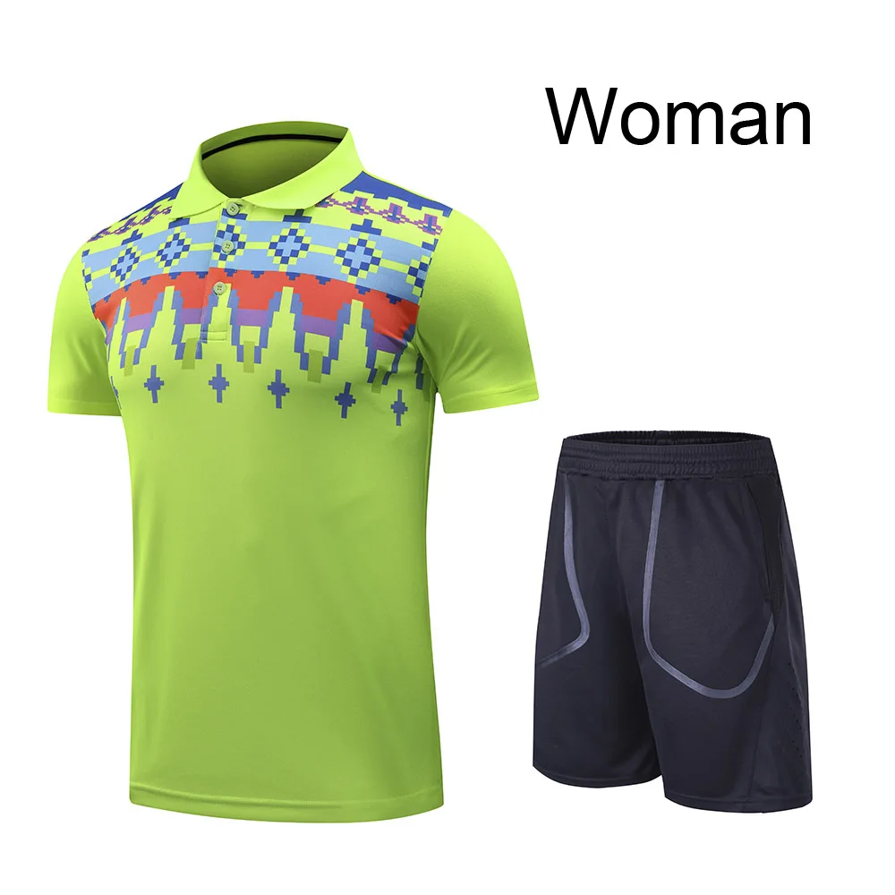 Принт настольным теннисом одежда Для женщин/Для мужчин, Теннис комплекты, настольный теннис, бадминтон одежды 211 - Цвет: Woman 1 set