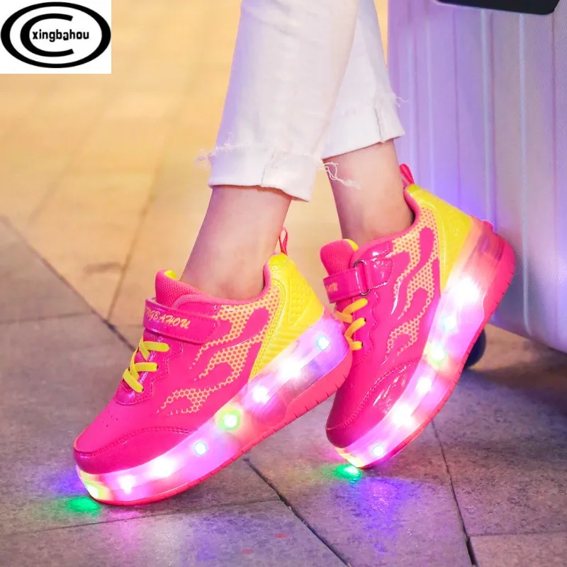 

Kids Shoes with LED Lights Children Roller Skate Sneakers with Wheels glowing Led Light Up for Boys Girls Zapatillas Con Ruedas