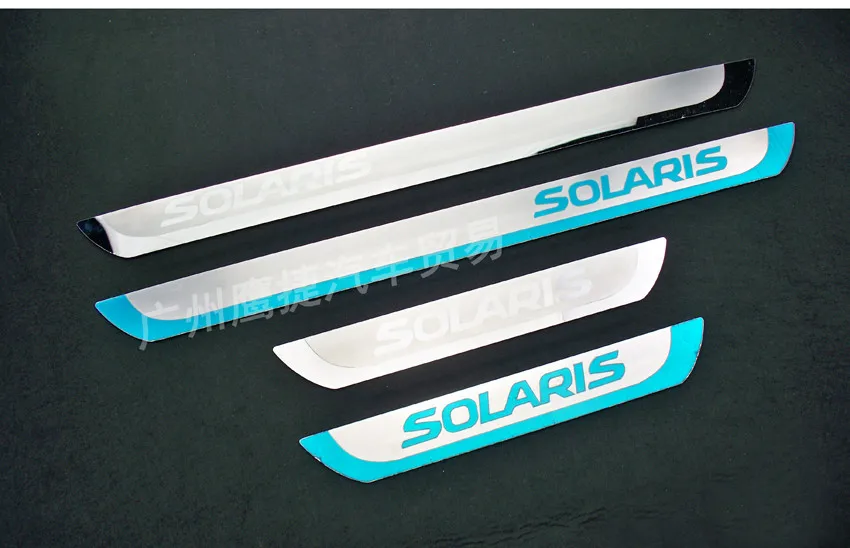 Новинка Solaris защита порога двери из нержавеющей стали Накладка на пороги подходит для hyundai SOLARIS 2010 - Название цвета: Solaris1 2010-2015