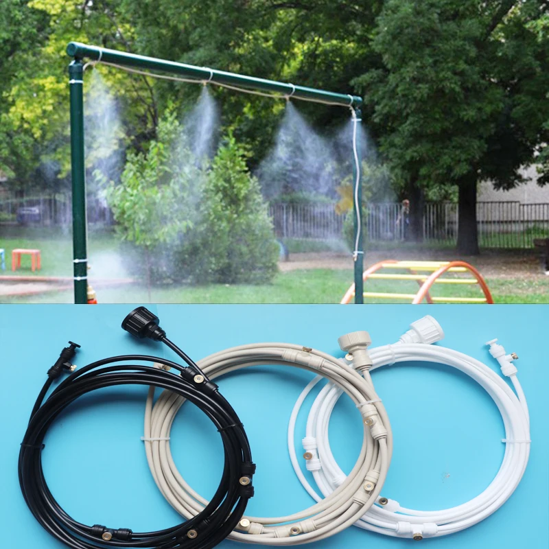

L306 6m hose 6pcs mist sprinkler Outdoor Garden Misting Cooling System Mist Nozzle Sprinkler water kits system