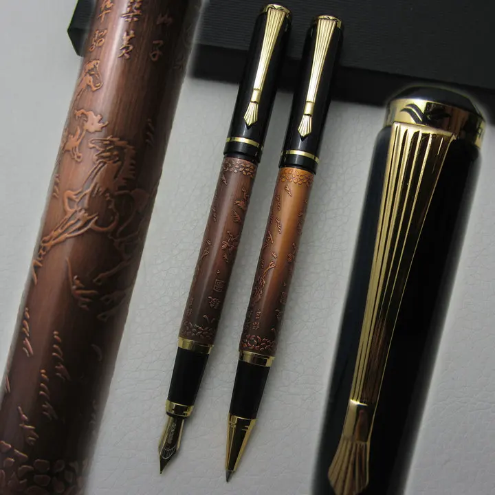 Медная Ручка роллер и перьевая ручка BAOER Xu Beihong 2 шт.|rollerball pen|the penpen fountain pen |