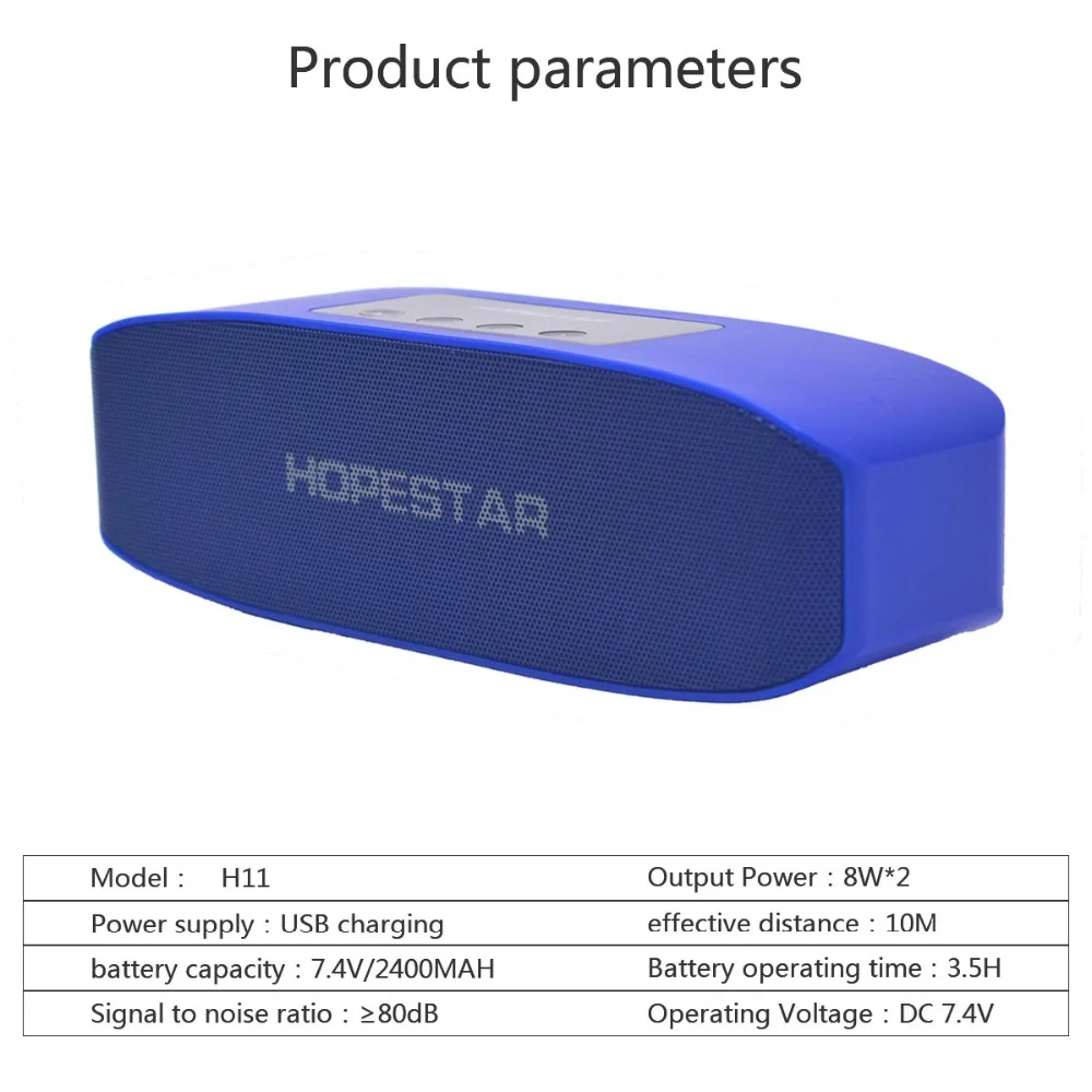 HOPESTAR 16 Вт большой мощности открытый беспроводной стерео Bluetooth динамик 2400 мАч Внешний аккумулятор басовый сабвуфер с микрофоном TF FM для телефонов ПК