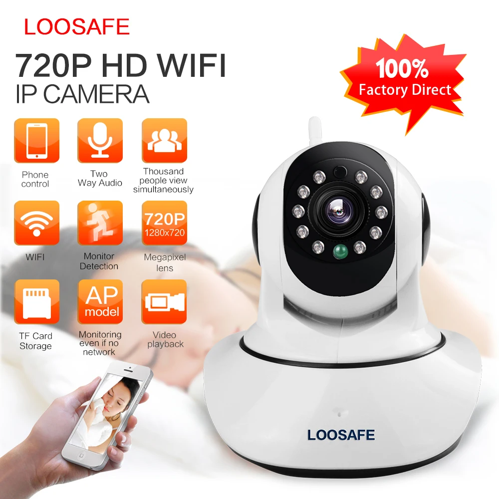 LOOSAFE, HD 720P, беспроводная IP Camera, WI-FI, Onvif, видео наблюдение, тревога, система безопасности, сеть, домашняя IP камера с ночной съемкой