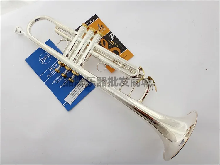 Профессиональная труба Баха пластина Серебряная труба корпус позолоченный ключ резной Bb Труба Drop Регулируемый тромпитный инструмент TR-197GS