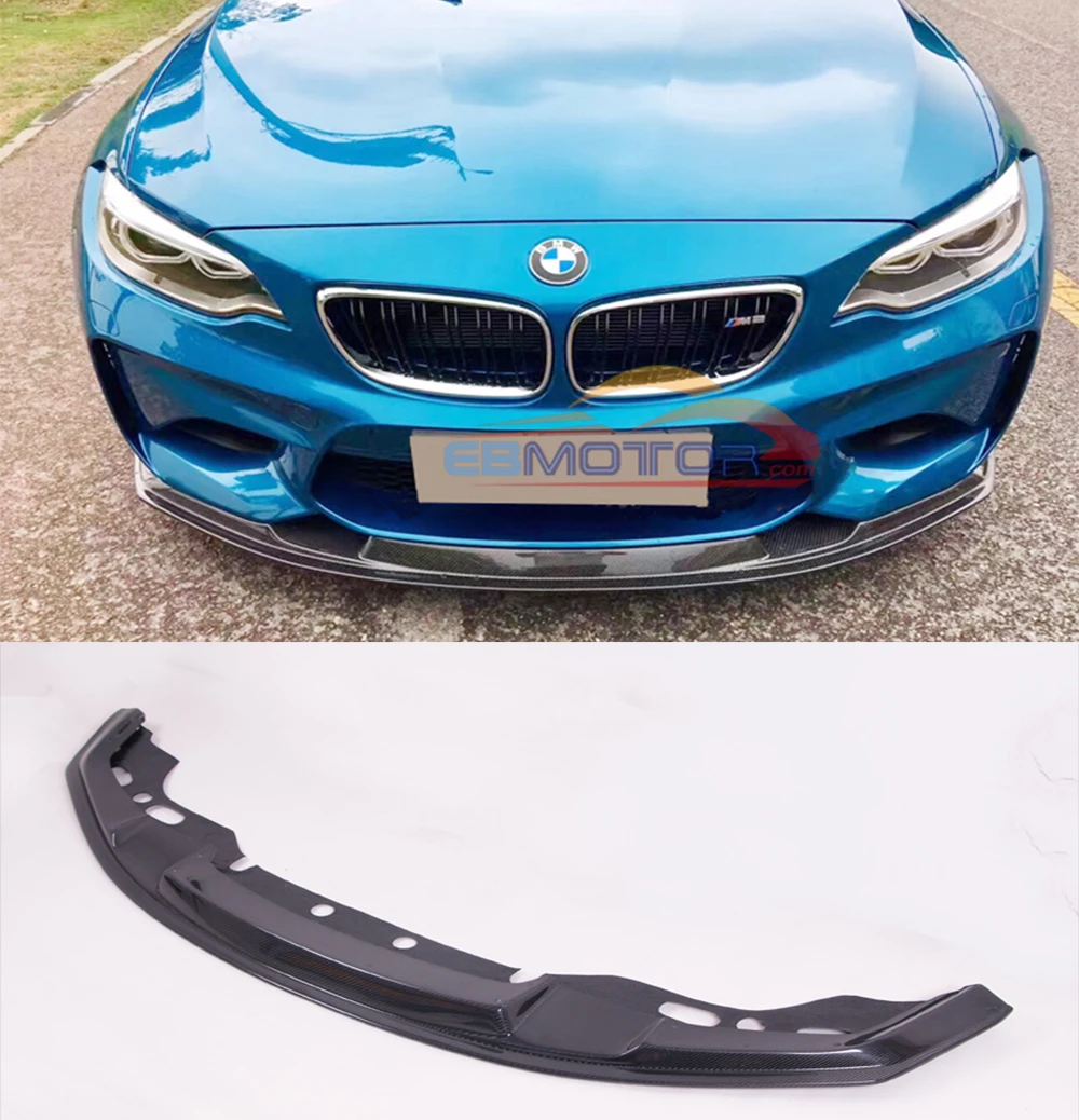 REAL CARBON FIBER Front lip spoiler Splittes For BMW M2 F87 2014UP B452
