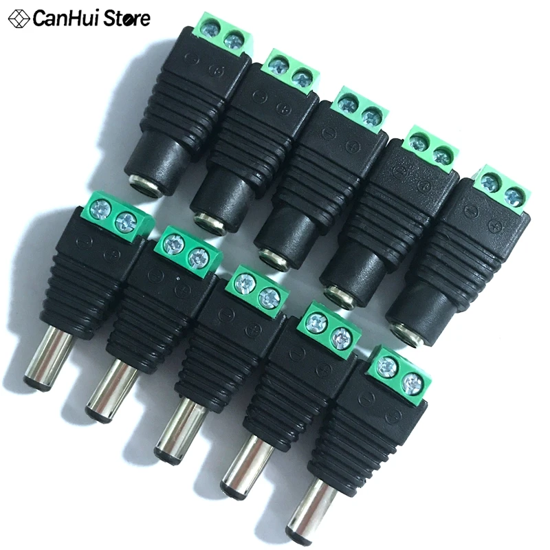 

5 Set CCTV Cameras 2.1mm x 5.5mm Female Male DC Power Plug Adapter DC Power Female Plug Jack Adapter Connector Male Plug Socket