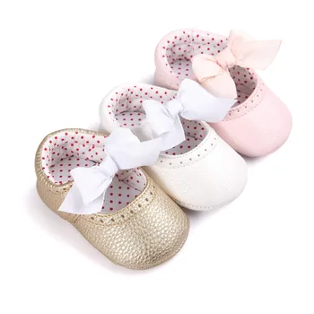 

Three color classic PU leather butterfly knot baby girl sneakers shoes hot moccs shoes Fashion Newborn Babe Shoes.CX64
