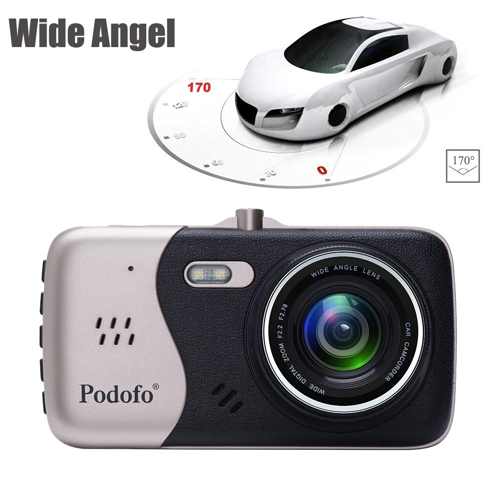 Podofo Novatek 96658 4,0 дюймов ips экран двойной объектив Автомобильный видеорегистратор камера Full HD 1080P Автомобильный видеорегистратор