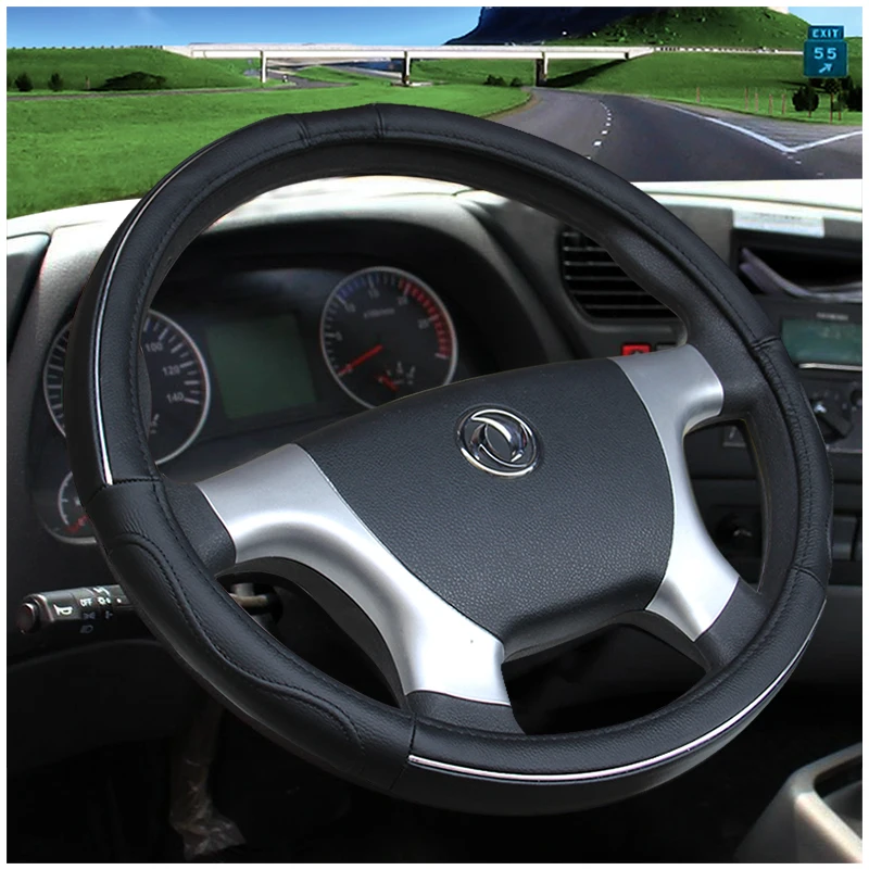 Genuine Leather Steering Wheel Covers for Car Bus Truck 36 38 40 42 45 47 50cm Diameter Auto Steering-wheel cover