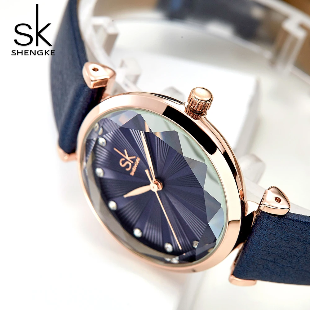 Shengke Women Watch New Ladies Top Luxury Watches Quartz Wristwatches Original Leather Strap Fashion Casual Waterproof