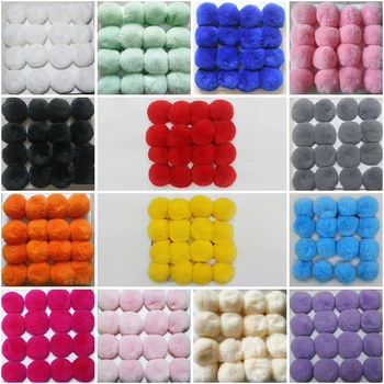 

16 pcs/lot DIY 8cm Real Rex Rabbit Fur Ball pompom for keychains bags hats and scarf pom pom Wholesale