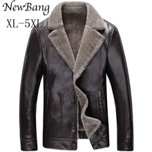 5XL 4XL модная мужская зимняя кожаная куртка коричневая кожаная куртка большого размера пальто с искусственным мехом зимняя куртка из искусственной кожи 3 цвета