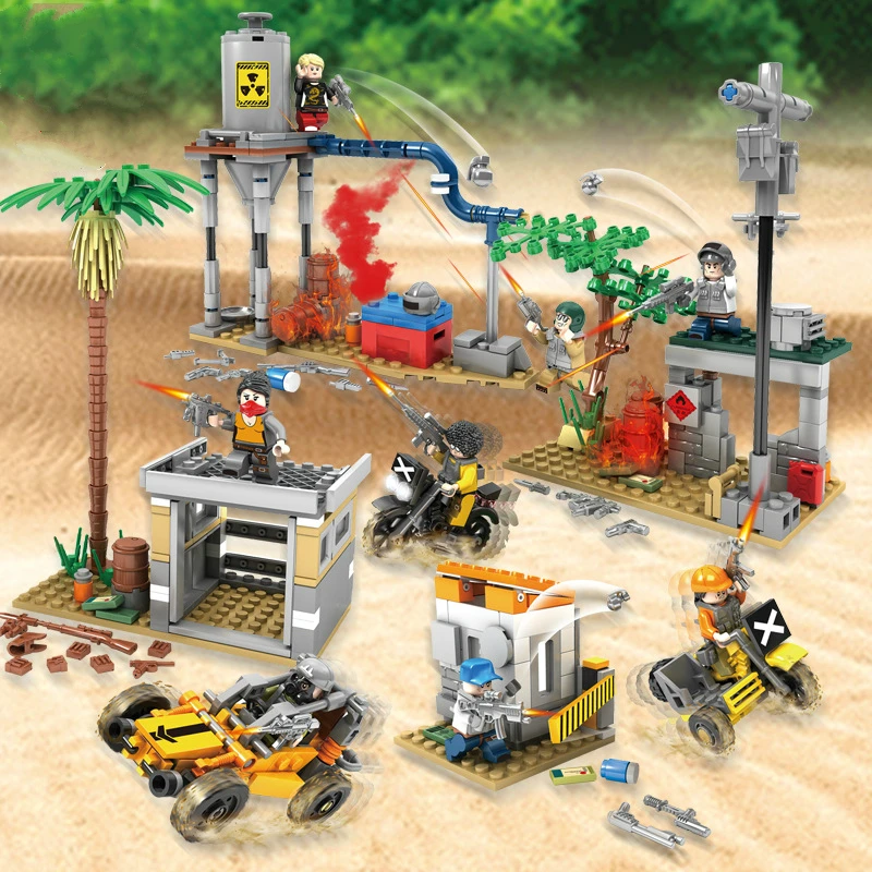 

Play BattleForge battlefield 4 in 1 eat chicken scene ABC Plastic Building block toys for early childhood education