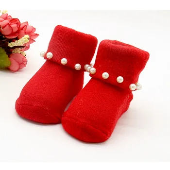 

SeckinDogan Baby Socks Cotton Solid Casual Baby Gils Socks Cute Princess Party Birthday Pearl Pink Red White 0-12M Newborn Socks