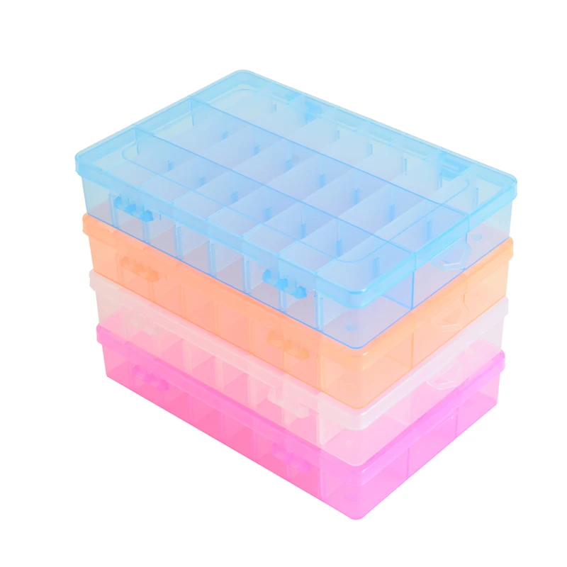 

New Practical Plastic Have lid 24 Compartment Storage Box Case Bead Rings Jewelry Display Nail polish lipstick Organizer