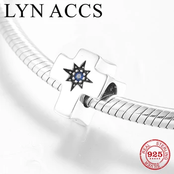 

Original 925 Sterling Silver Beads Accessories Jewelry making Cross Dazzling CZ Sun shape Fit Original Pandora Charms Bracelet