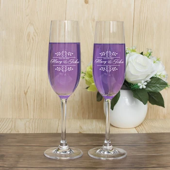 

2 Pcs Wedding Champagne Flutes,Custom Crystal Large Wine Glasses,Personalized Luxury Champagne Glass,Wedding Drinking Glass Gift