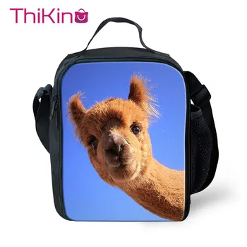 

Thikin Cute Alpaca Pattern Lunch Bags for Girls Boys Fashion Portable Cooler Box Students Cartoon Pattern Tote Picnic Pouch