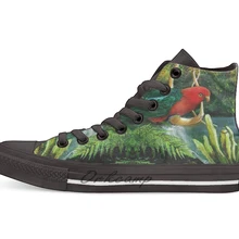 King Parrot акриловая живопись Повседневная Высокая холщовая обувь кеды для Прямая