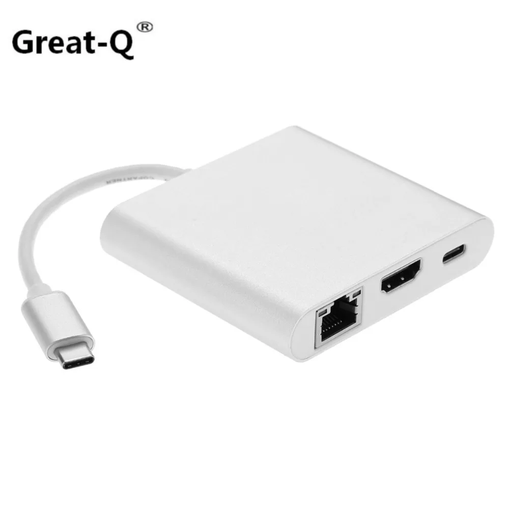 

Great-Q USB-C USB 3.1 Type C to HDMI Digital AV & USB OTG & Gigabit Ethnernet & Female Charger Adapter for Laptop