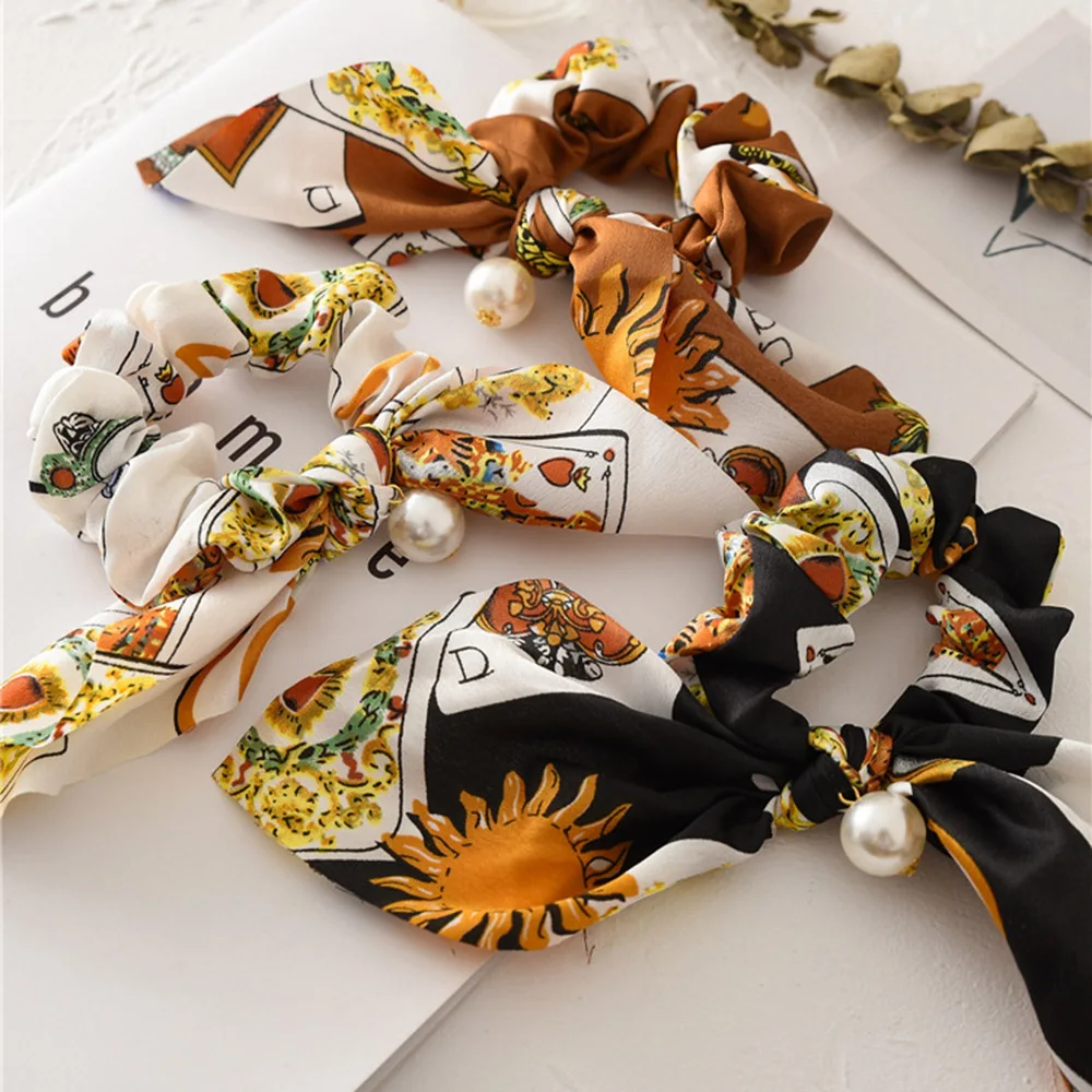 

Women Pearl Hair Rope Scrunchie Girls Elastic Hair Rubber Bands Accessories Gum For Women Tie Hair Ring Ponytail Holder