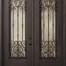Опт Кованое железо двери Двойные железные двери железные передние двери для продажи hc21