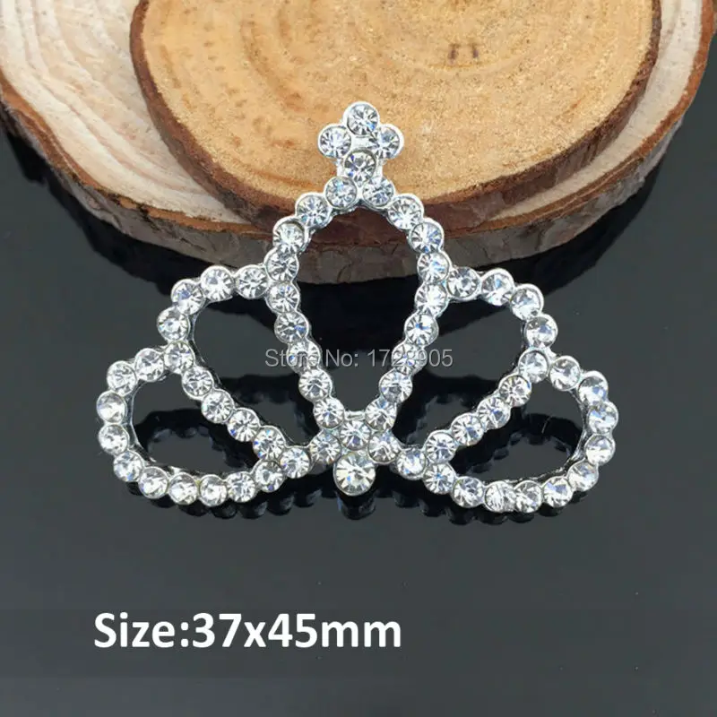 

Classical 5pcs Large 37x45mm Imperial Crown Flower Rhinestone Flat Back Buttons Embellishment DIY For Hair Accessories