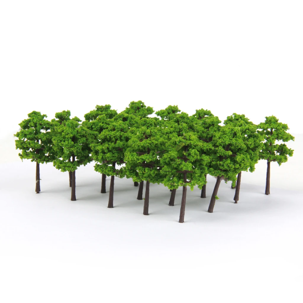 80Pcs 5cm Height Green Tree Models for RR Railway Diorama Park Garden Scenery Building Accessory