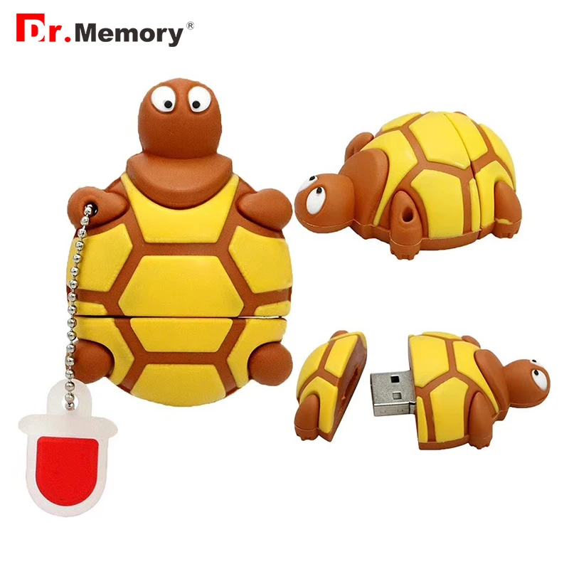Cartoon Tortoise 64GB USB Flash Drives Cute Pendrive 32GB 16GB Memory Stick Sea Turtle Pen Drive 4GB 8GB I Flashdisk Funny Gifts