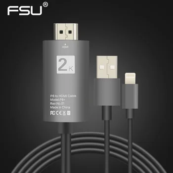 

Type USB c to HDMI cable Converter Adapter support 2K screen display 2m cable for lightning iphone touch ipad HDTV ios device