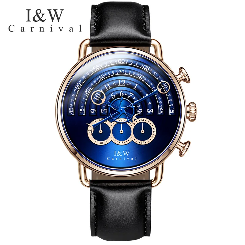 Marca de Luxo Relógios à Prova Relógio Masculi Carnaval Masculino Vogue Topo Criativo Quartzo Hora Cronógrafo Casual Dsapphire Água Safira