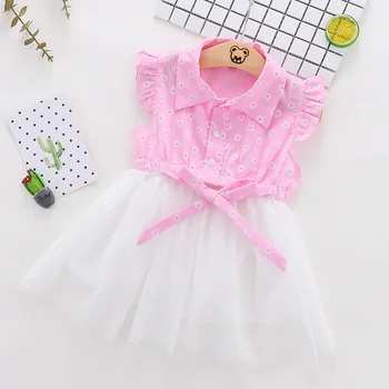 

Newborn Princess Dress Fashion Tutu 1 Year Birthday Dress 2019 New Floral Baby Girl Clothes A-line Mesh Baby Costume