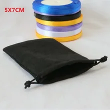 50 шт./партия Zavorohin 5*7 см Двухсторонний черный/красный маленькие Бархатные Мешочки Ювелирные изделия Подарочная сумка маленькая упаковка сумки