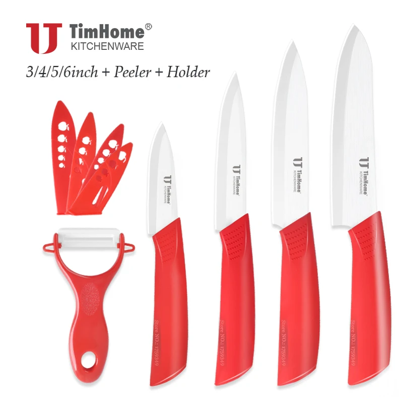 

White Blade Ceramic Kitchen Knives Set 6" 5" 4" 3" inch Ceramic Chef knife+Ceramic Peeler+Sheaths/Covers