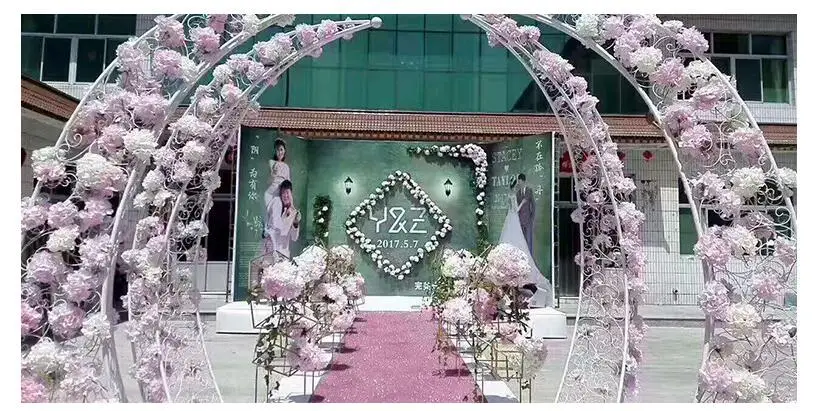 New style wedding props iron arched door sen outdoor wedding stage layout moon gate happiness door.