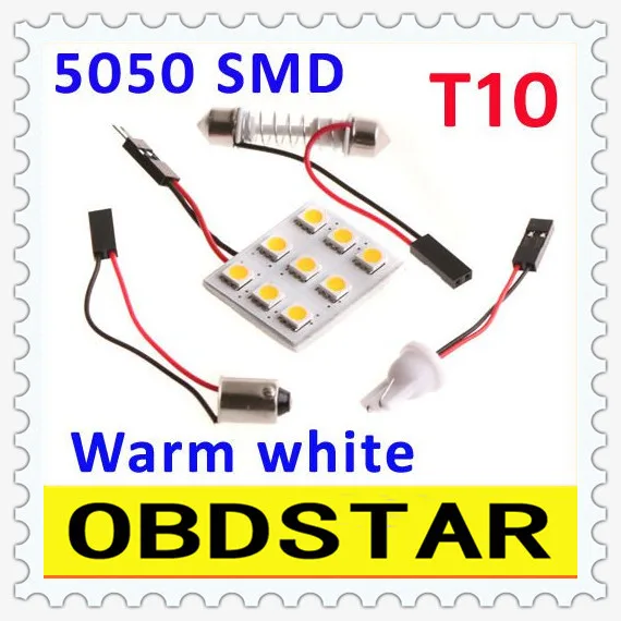 5050 SMD 9 LED Warm White Dome Bulb Light for Car Interior with 3